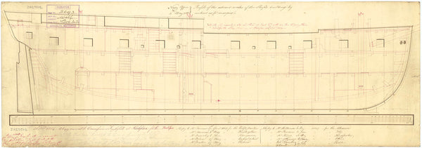 Inboard profile plan for HM Sloop Kingfisher, , Albacore, Ariel, Brisk, Cygnet, Fly, Halifax, Helena, Kangaroo, Martin, Otter, Rose, Star, Wolf