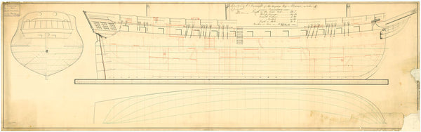 Lines & profile plan for HMS 'Alcmene'