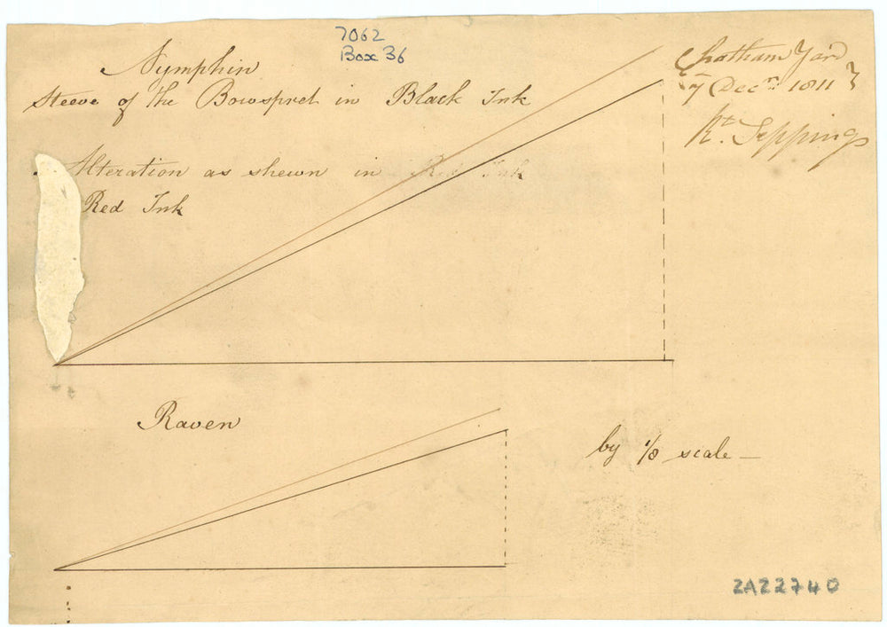 Bowsprit, steeve plan of 'Nymphin' (1807) and 'Raven' (1805)