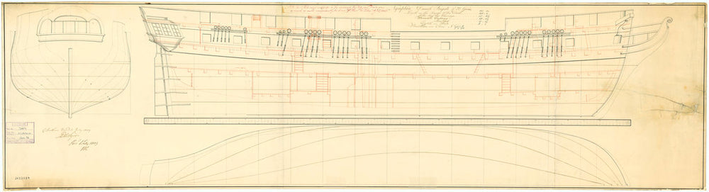Lines and Profile plan of 'Nymphin' (1807)