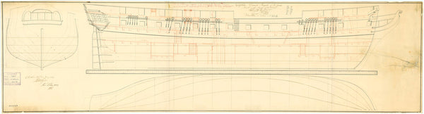 Lines and Profile plan of 'Nymphin' (1807)