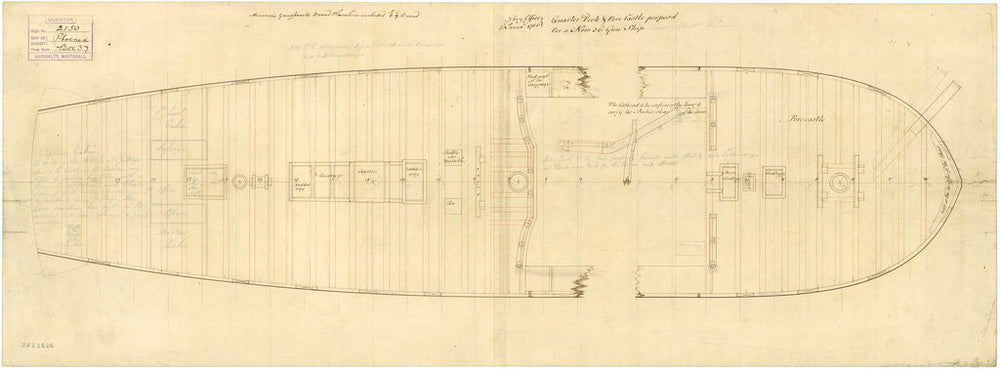 Deck, quarter & forecastle plan of 'Phoenix' (1783)