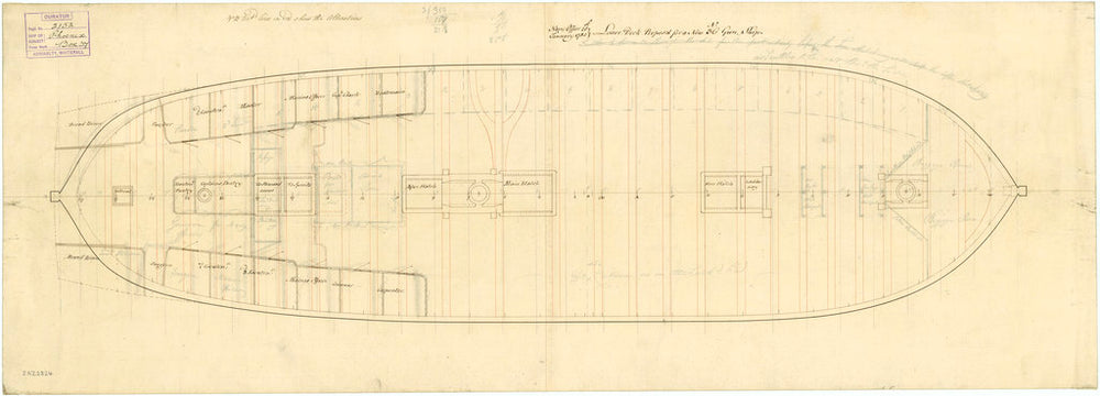 Lower deck plan for Phoenix (1783)
