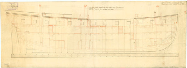 Inboard profile plan of Leda (1783) and Perseverance (1781)