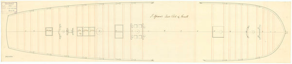 Deck, quarter & forecastle plan for 'Africaine' (1798) captured by British in 1801