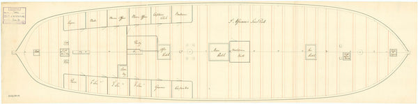 Lower deck plan for 'Africane' (1798) captured by British 1801