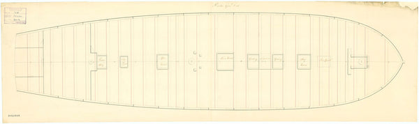 Deck and gun plan of 'Prueba' (1804) - Spanish