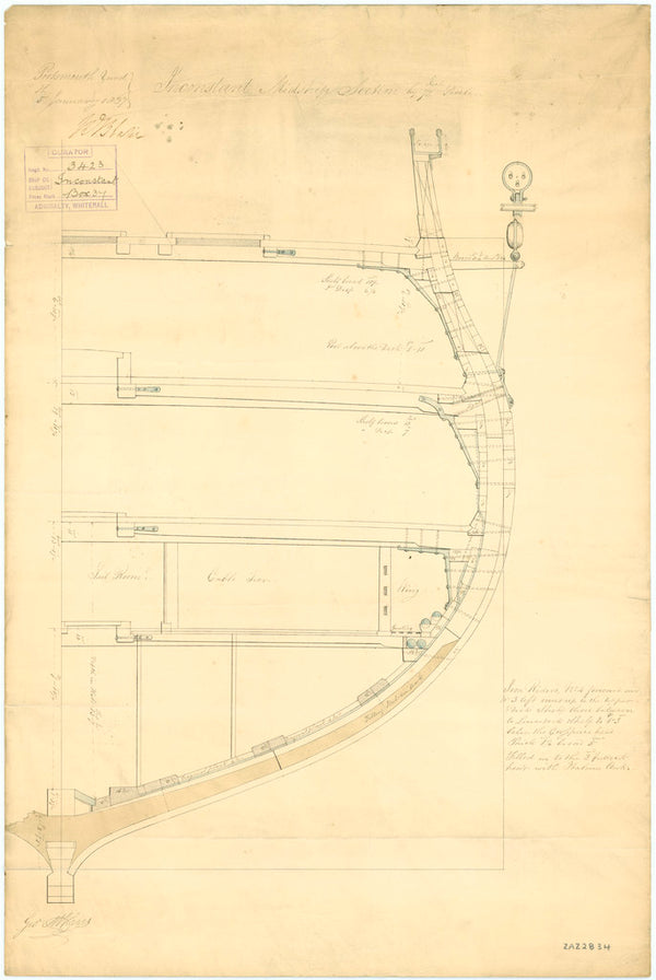 Midship Section plan for HMS 'Inconstant' (1836)