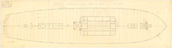 Deck, quarter & forecastle plan for HMS 'Inconstant' (1836)