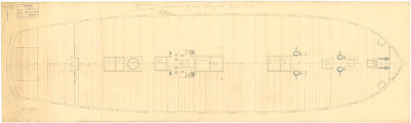 Upper deck plan for HMS 'Inconstant' (1836)