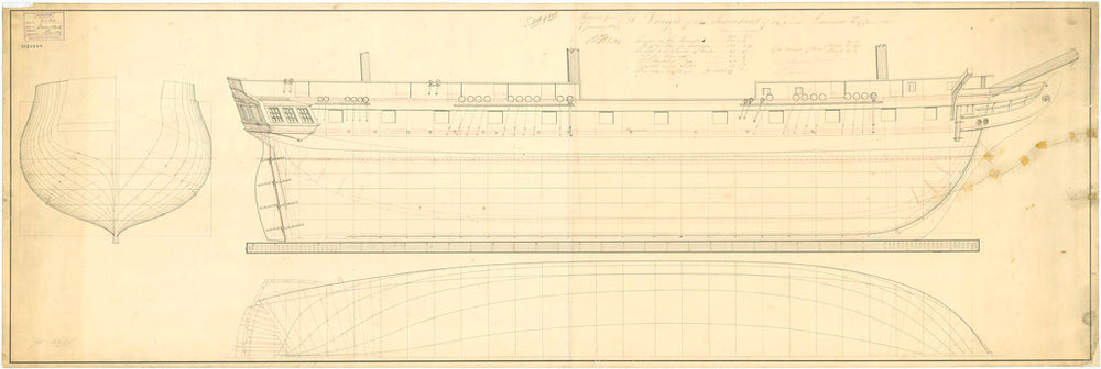 Lines plan for Inconstant (1836)