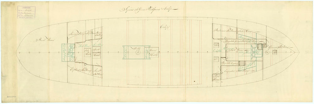 Deck, orlop plan for Sirius (1797)