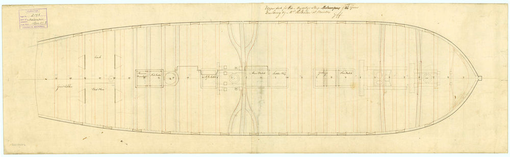 The upper deck plan of HMS 'Melampus' (1785)