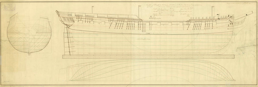 Lines plans of 'Melampus' (1785)