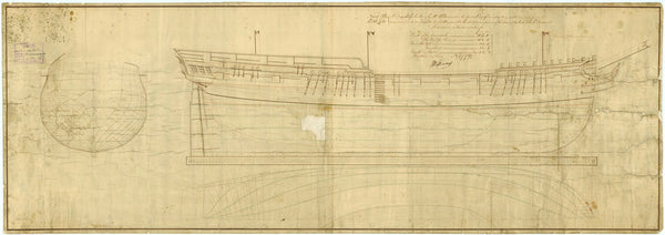 Lines plan for a ship of 32 Carriage Guns