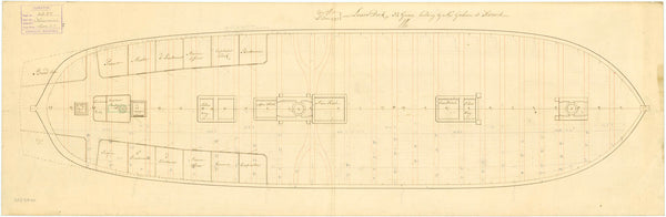 Lower deck plan for HMS 'Alcemene' (1794)