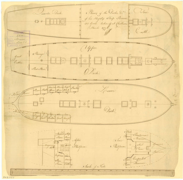 Deck plan of the 'Brune' (1761)