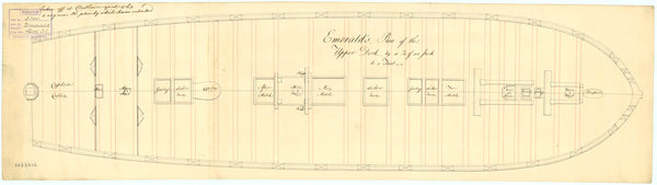 Upper deck plan of 'Emerald' (1762)