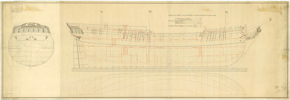 Lines and profile plan of Amphion (1780)