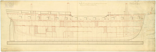 Inboard profile plan for the 'Amphion' (1798)