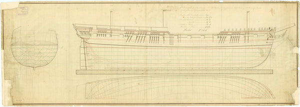 Lines plan of the 'Amphion' (1798)