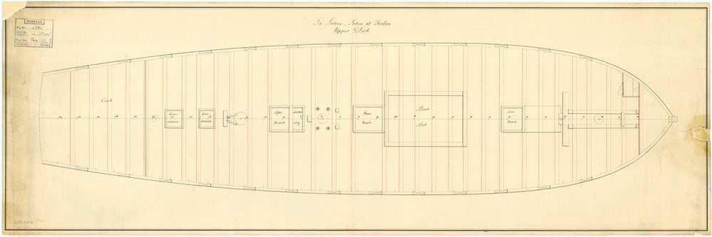 Upper deck plan of the Lutine (fl, 1793)