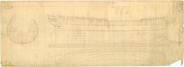 Plan of HMS 'Southampton' 1757, lines & profile