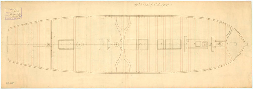 Upper deck plan of 'Lowestoffe' (1761)