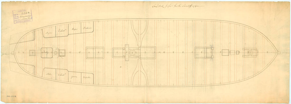 Lower deck plan of 'Lowestoffe' (1761)