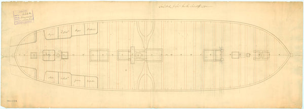 Lower deck plan of 'Lowestoffe' (1761)