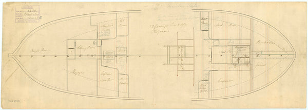 Platform plan of Ambuscade (1773),  Cleopatra (1779),  Solebay (1785), and Terpsichore (1785)