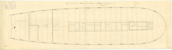 Upper deck plan for the Dutch frigate 'Alliance' (captured by the British in 1795)