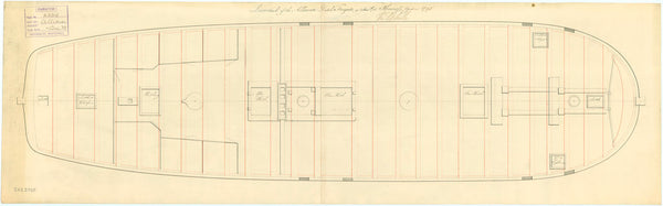 Lower deck plan for the Dutch frigate 'Alliance' (captured by the British in 1795)