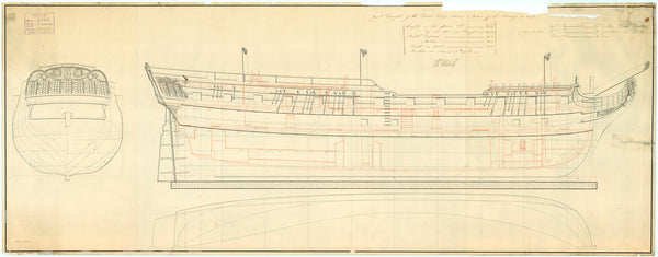 Lines & profile plan for the Dutch frigate 'Alliance' (captured by the British in 1795)