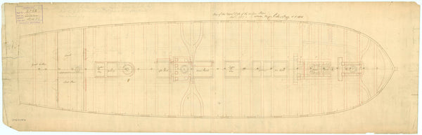 Upper deck plan for HMS 'Alarm' (1758)