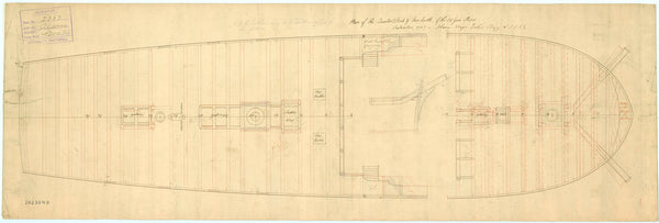 Deck, quarter & forecastle plan for HMS 'Alarm' (1758)