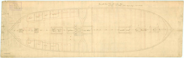 Lower deck plan for HMS 'Alarm' (1758)