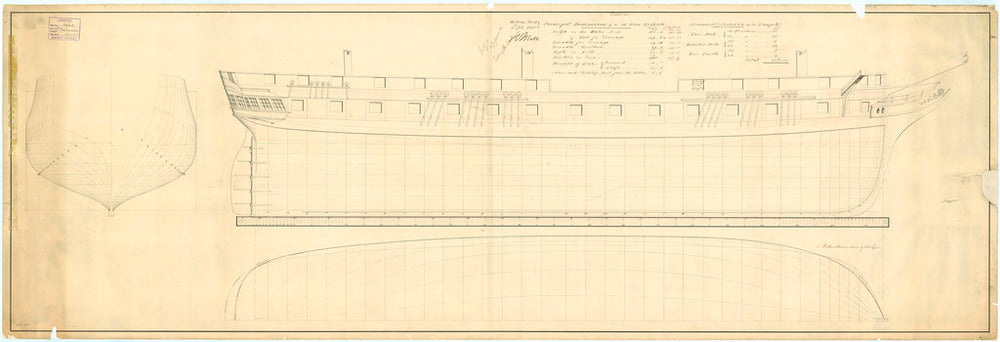 Lines plan of Leander (1848)