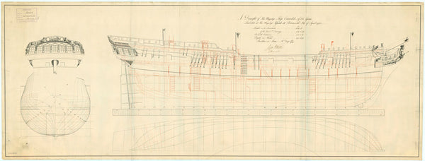 Lines and profile plan of 'Crocodile', 1781