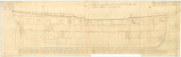 Inboard profile plan of 'Orpheus' (1773) and 'Diamond' (1774)