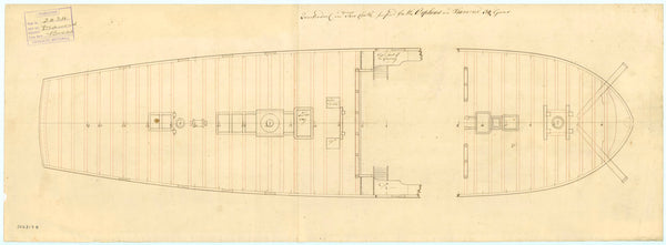 Quarter deck and forecastle plan of 'Orpheus' (1773) and 'Diamond' (1774)