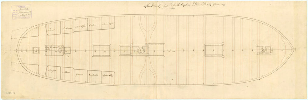 Lower deck plan of 'Diamond' (1774) and 'Orpheus' (1773)