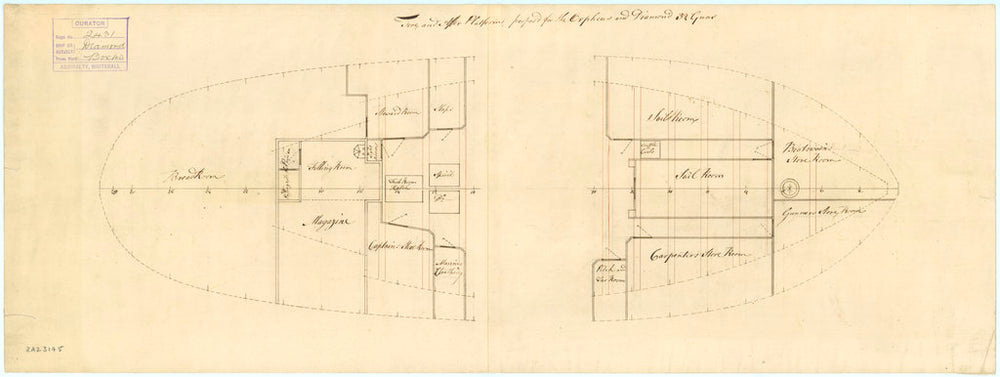 Platform plans for 'Diamond' (1774) and 'Orpheus' (1773)