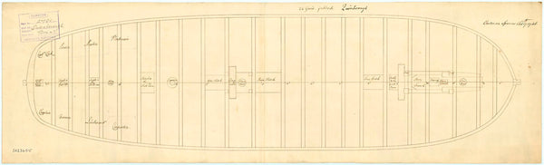 Plan of the gun deck of HMS 'Queenborough' (1747)