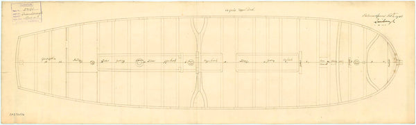 Upper deck plan of HMS 'Queenborough' (1747)