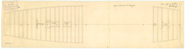 Deck, quarter & forecastle plan of HMS 'Queenborough' (1747)