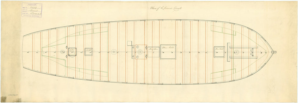 Upper deck plan for HMS Scout (1801) ex-Le Premier Consul
