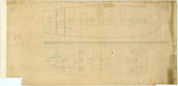 Plan of lower gun & orlop deck for Lyme (1748)