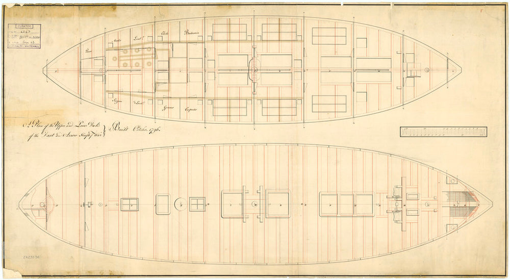 Decks plan for 'Arrow' (1796)