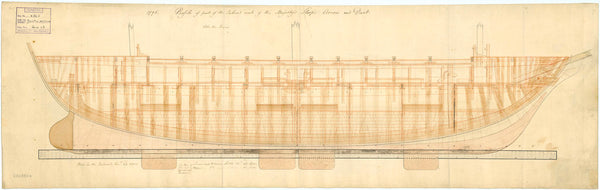 Inboard profile plan for 'Arrow' (1796)